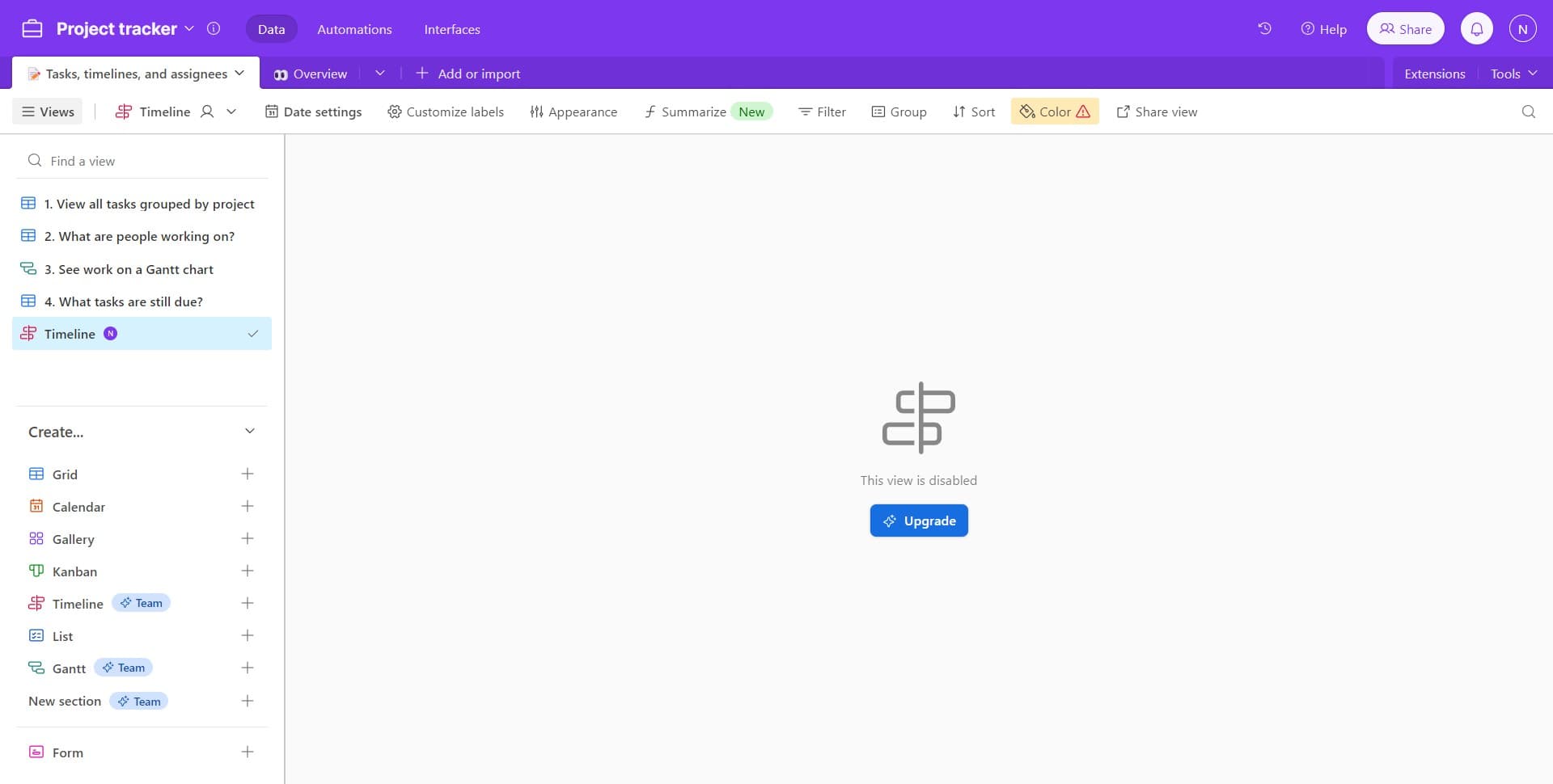 Open Tasks, Timelines, and Assignees