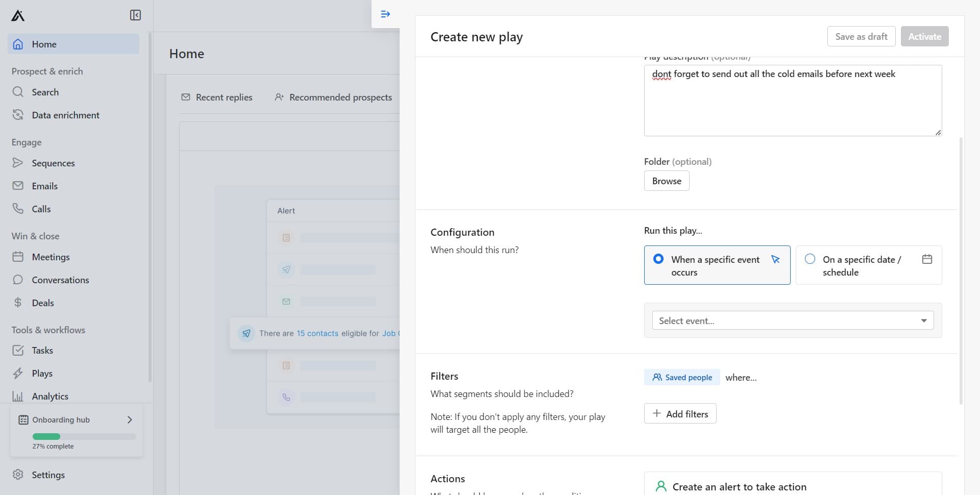 Complete alert baseline setup