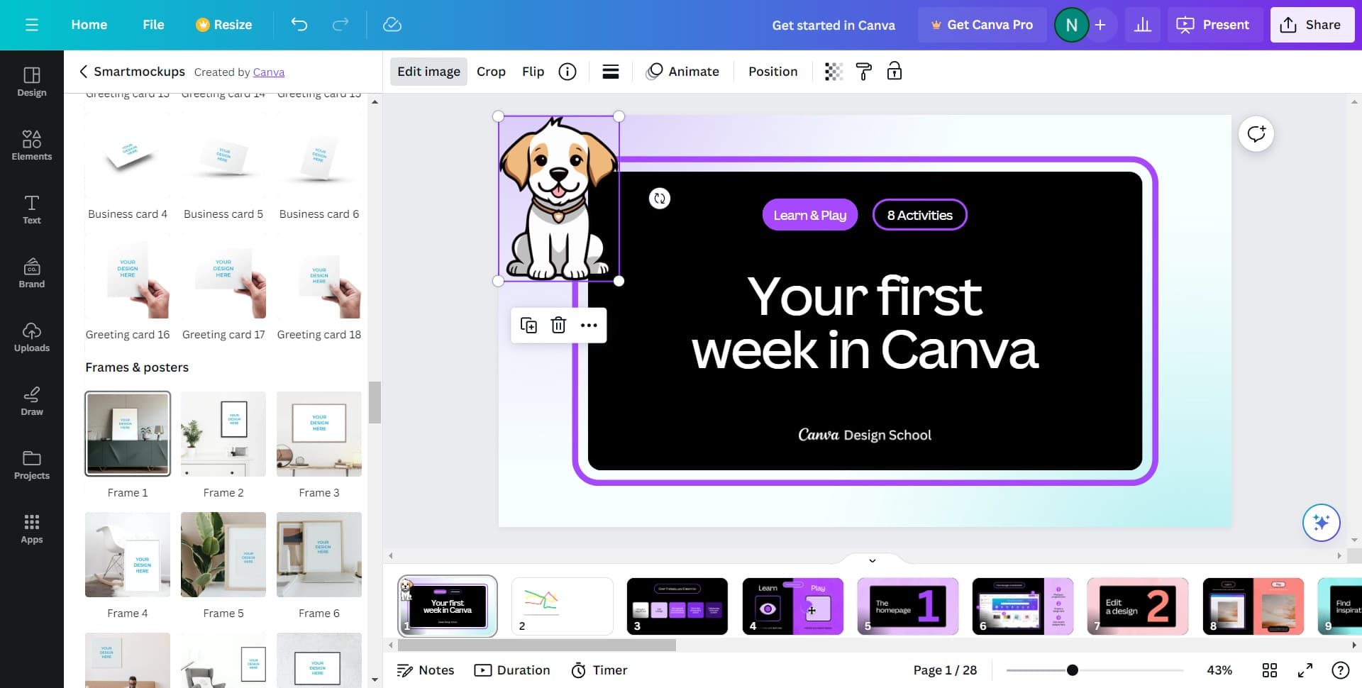 Browse and select a frame