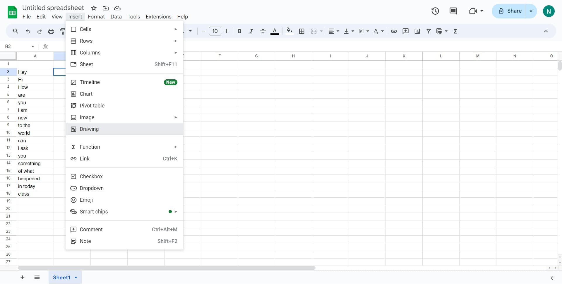 Select Drawing from options