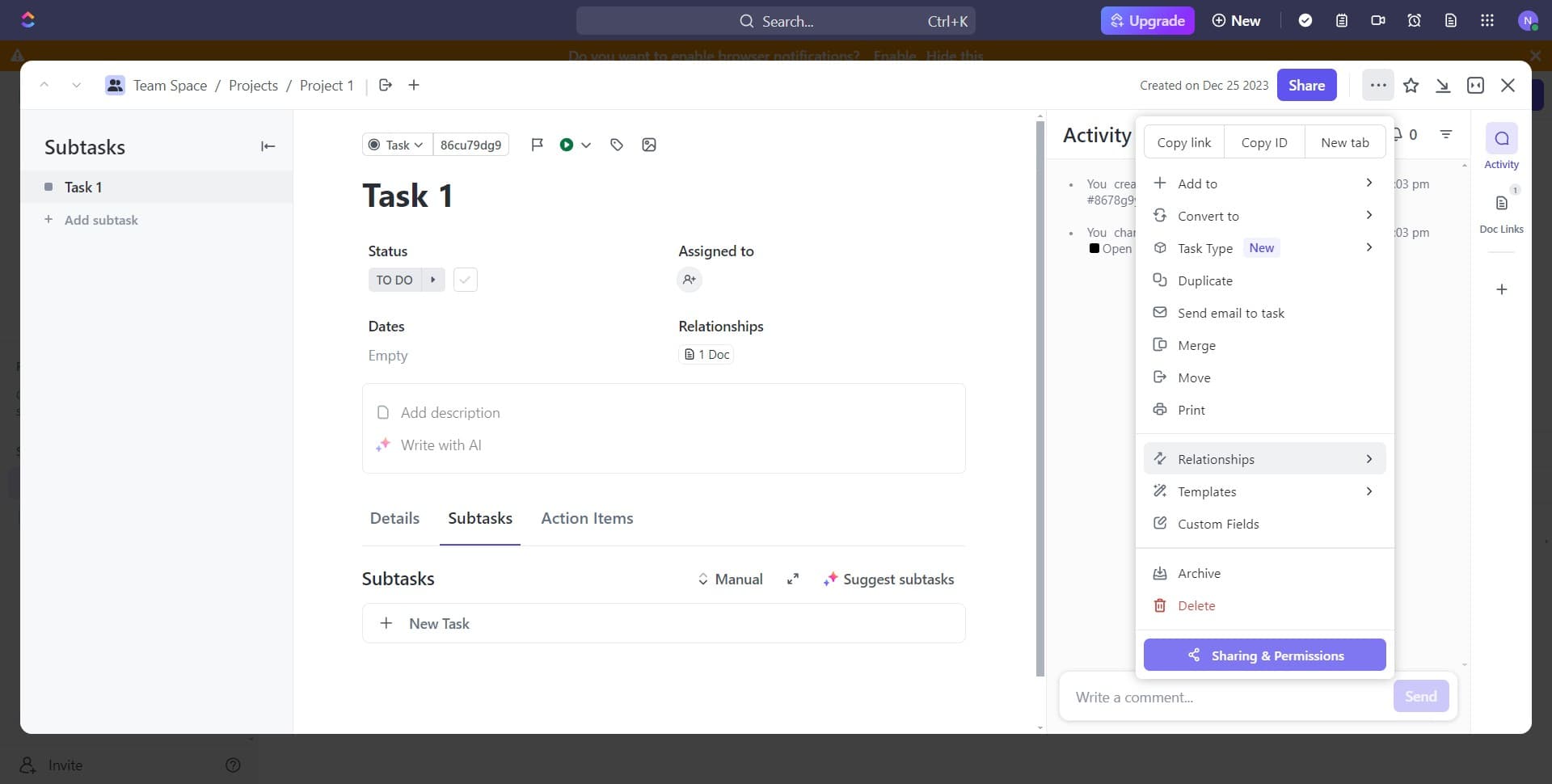 Access dependency settings