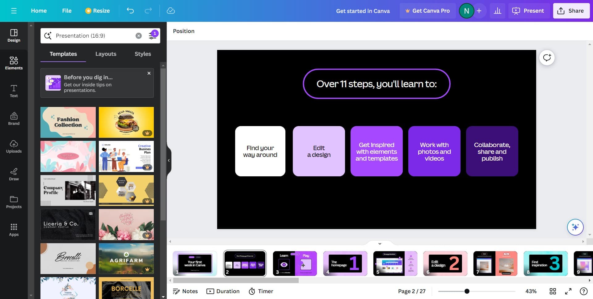 Open your Canva project