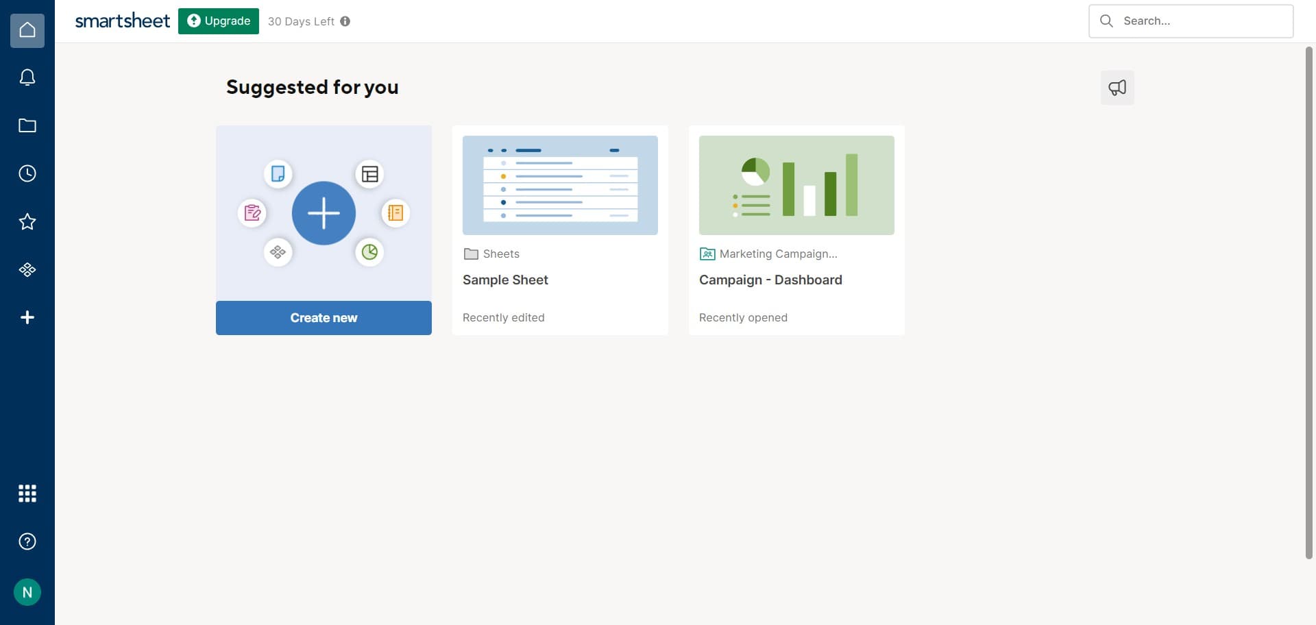 Access the dashboard creation menu