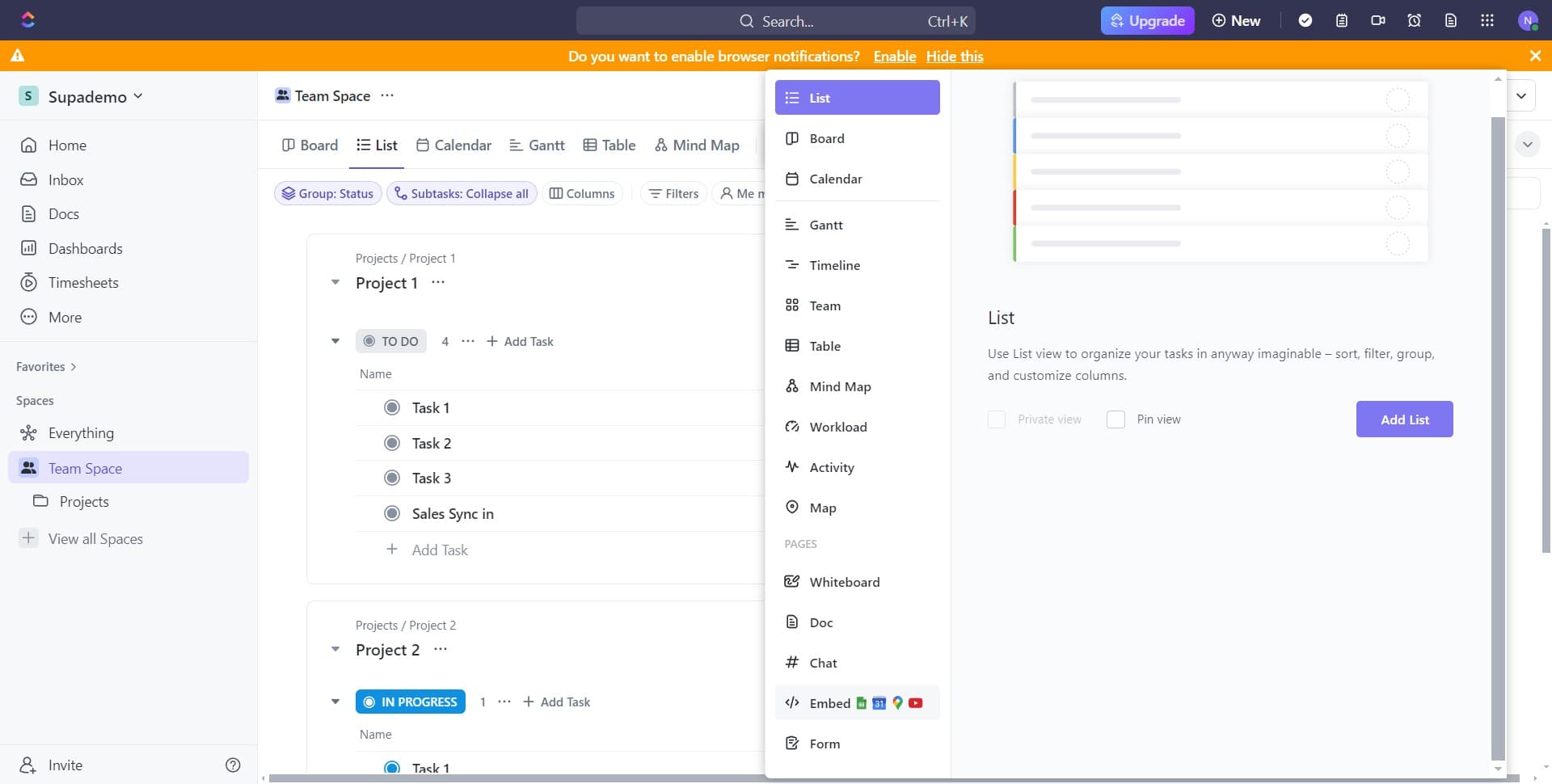 Access the embed area