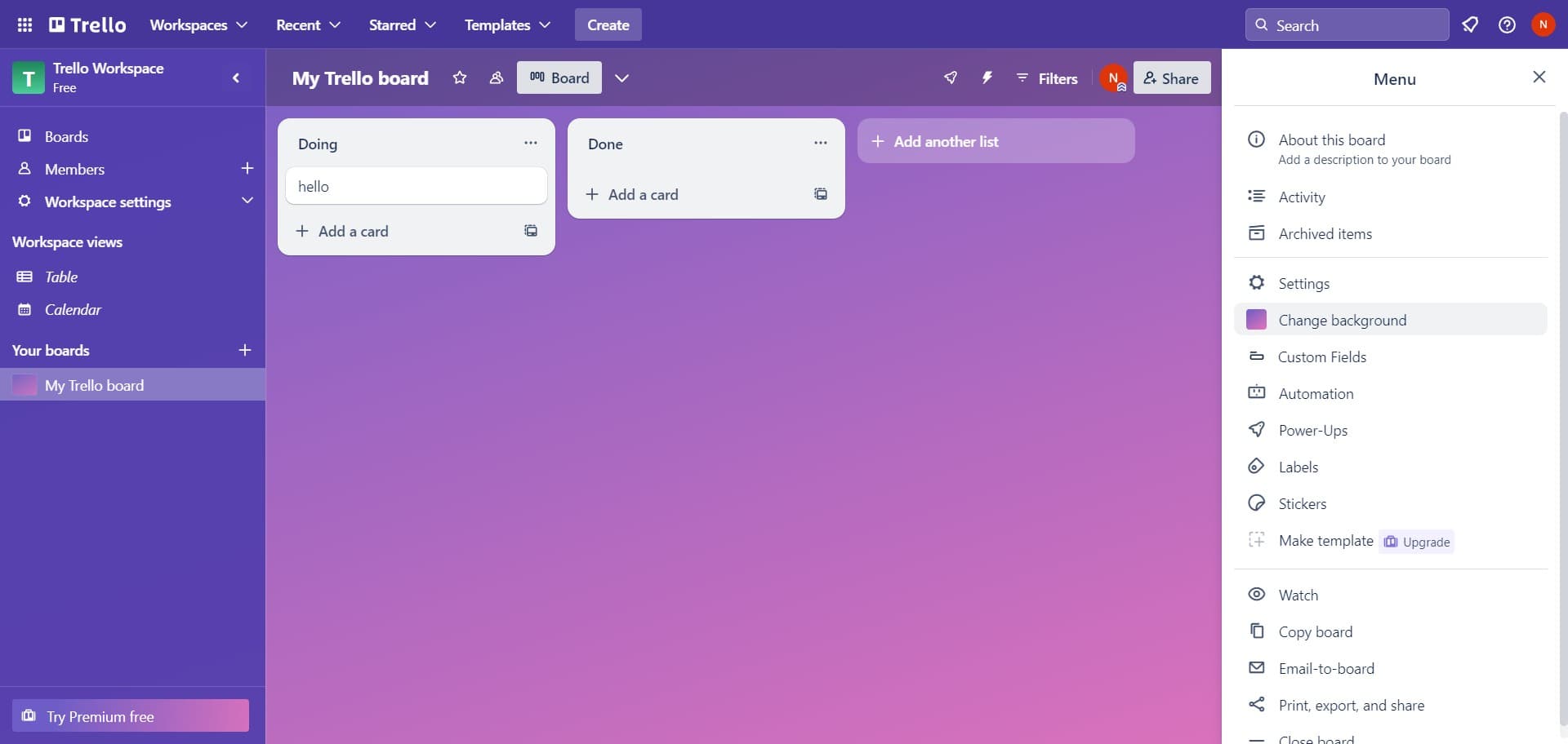 Click on Change background