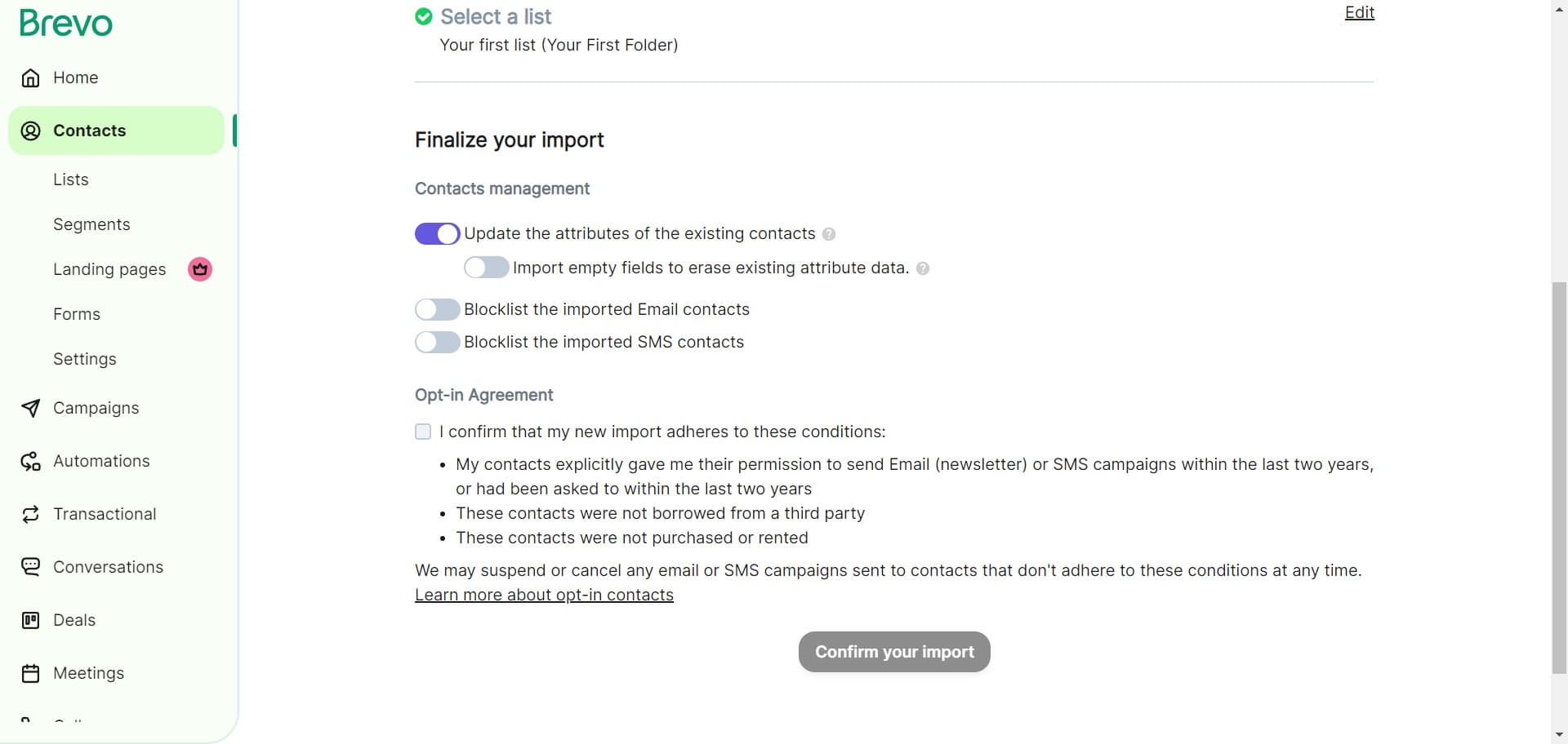 Set contact preferences
