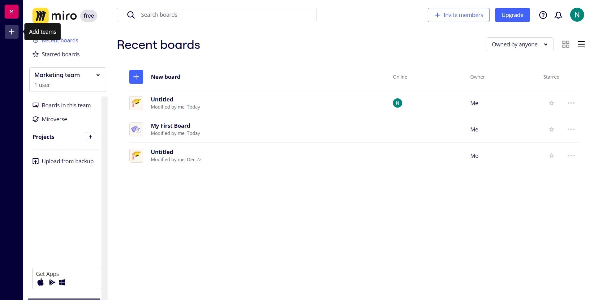 Access the Miro interface