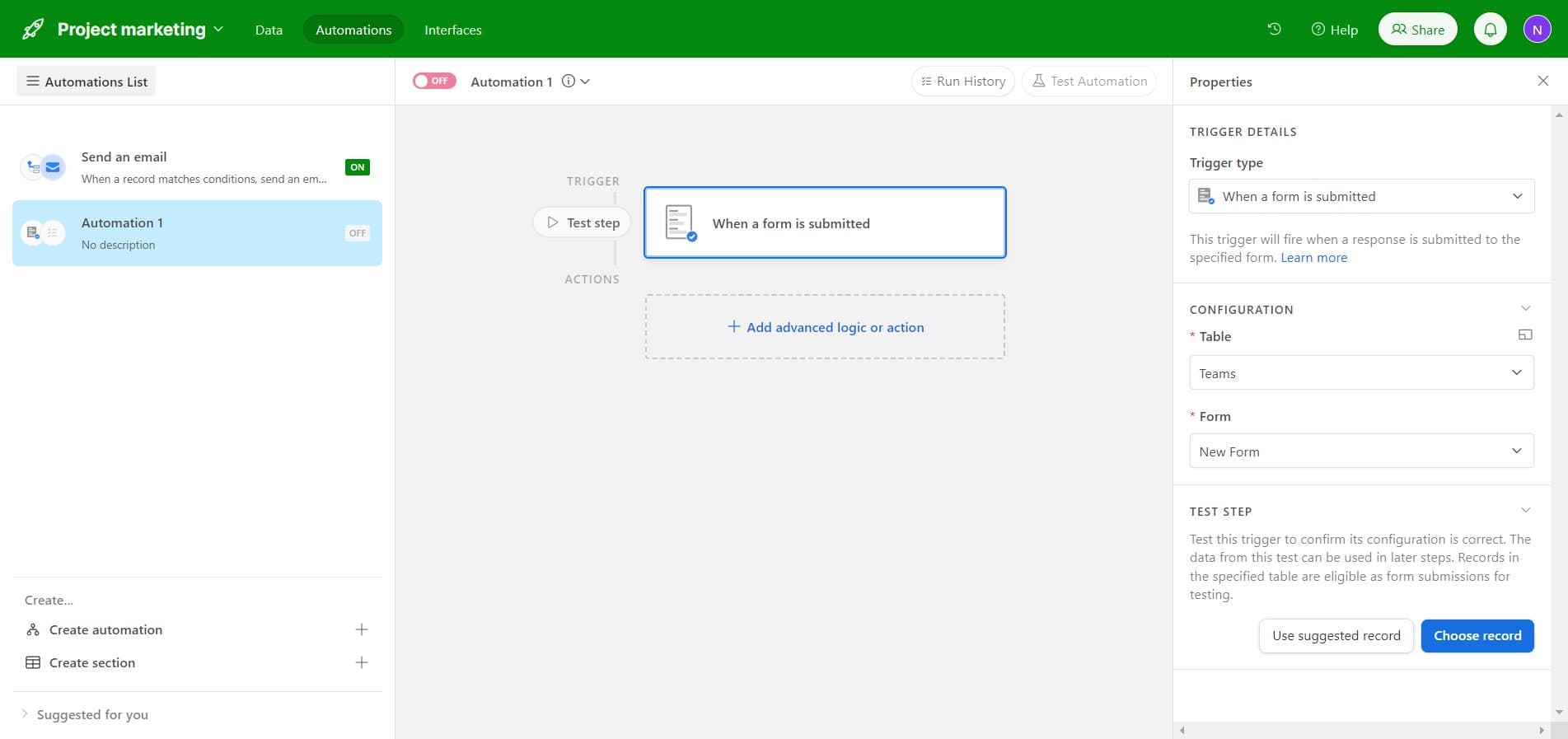Use suggested record