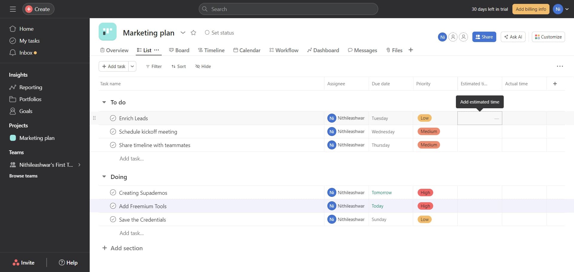 Access time input field two
