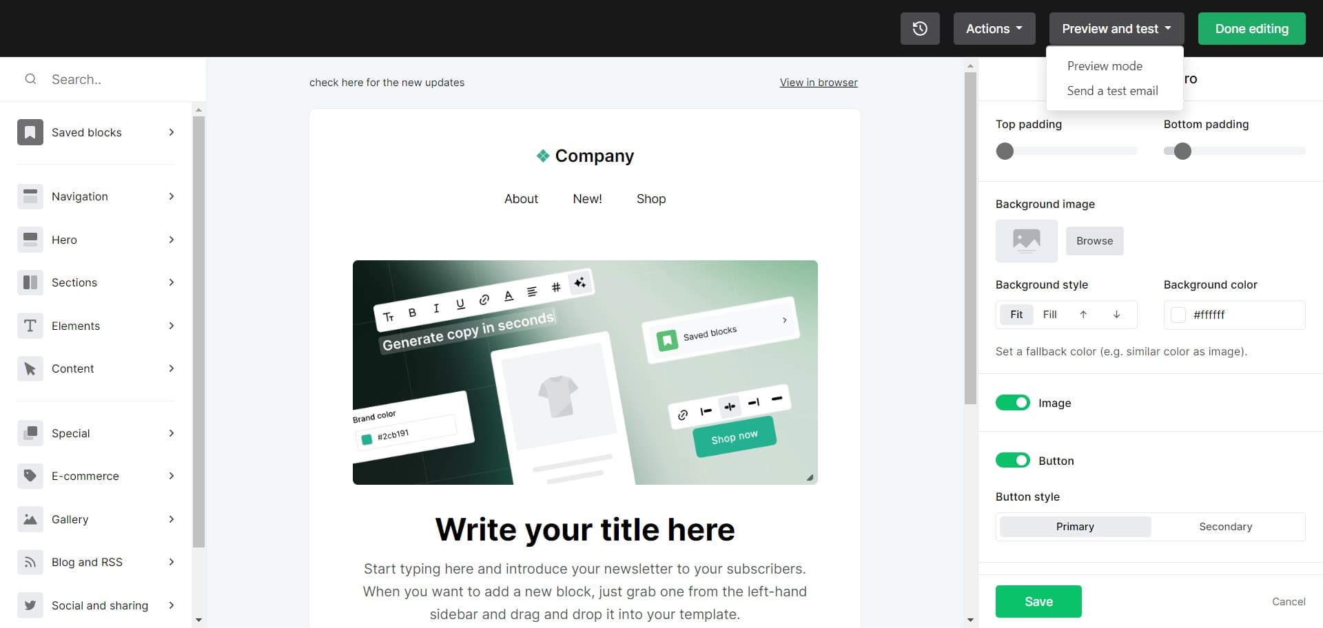 Finish editing the email