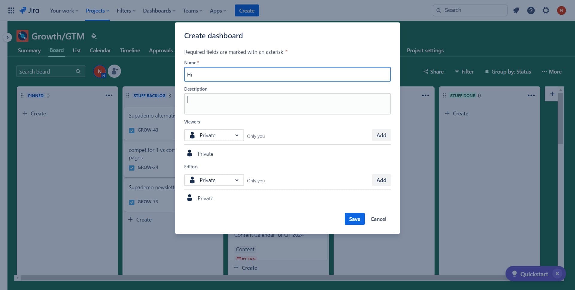 Configure the dashboard layout
