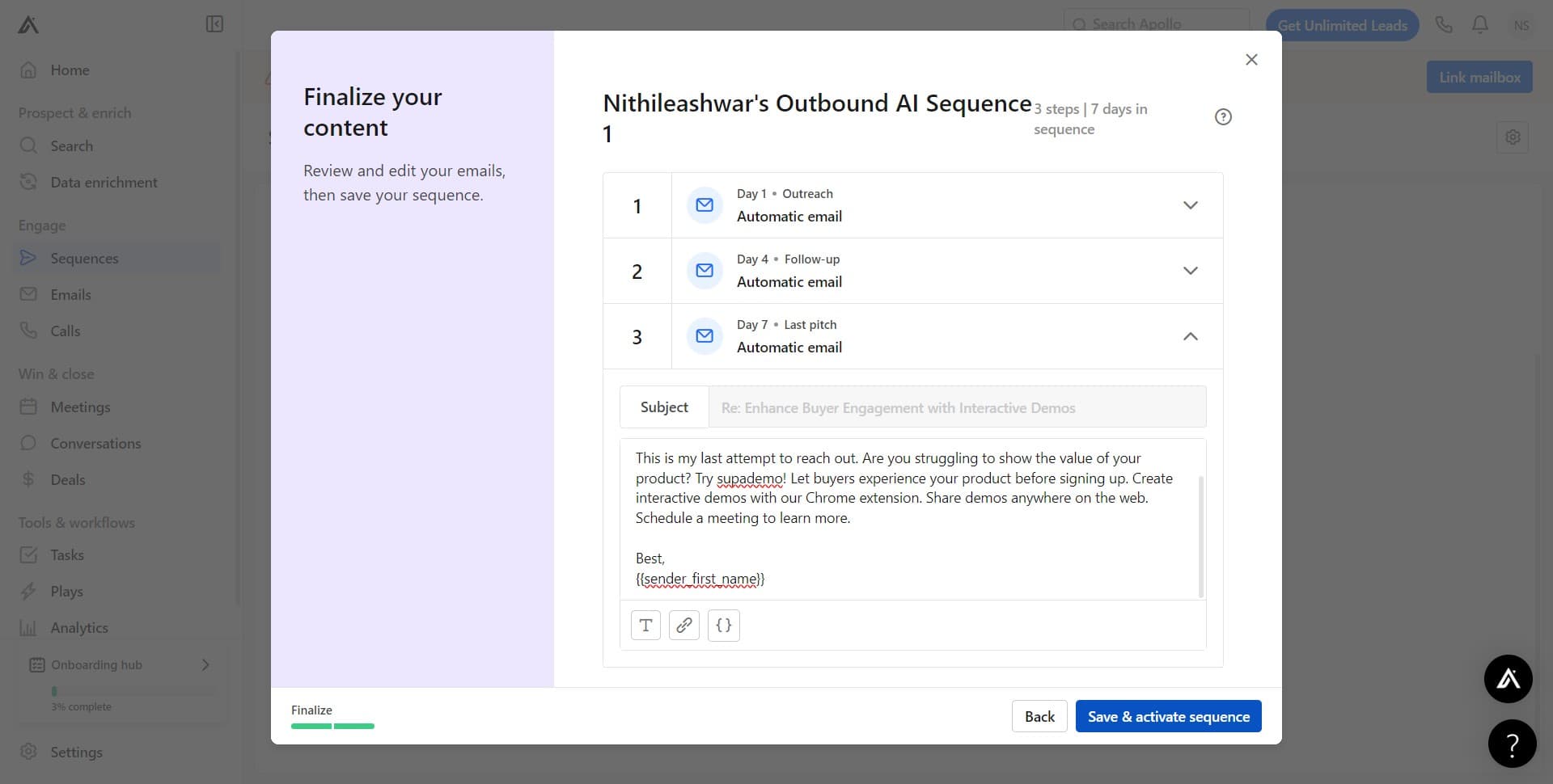 Activate your sequence