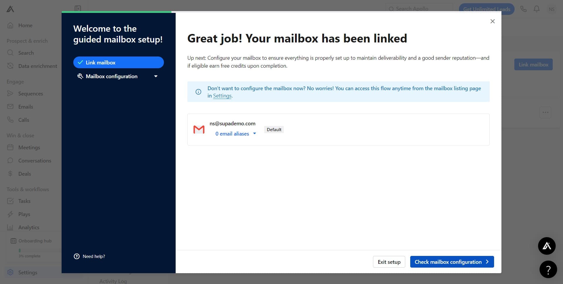 Check mailbox configuration