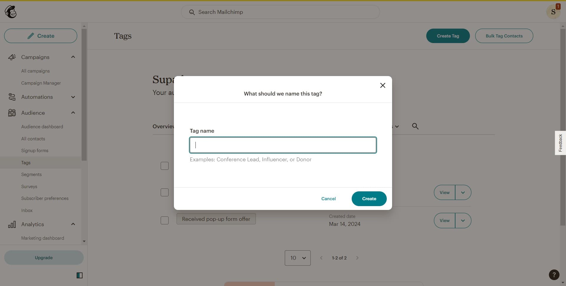 Enter the tag details