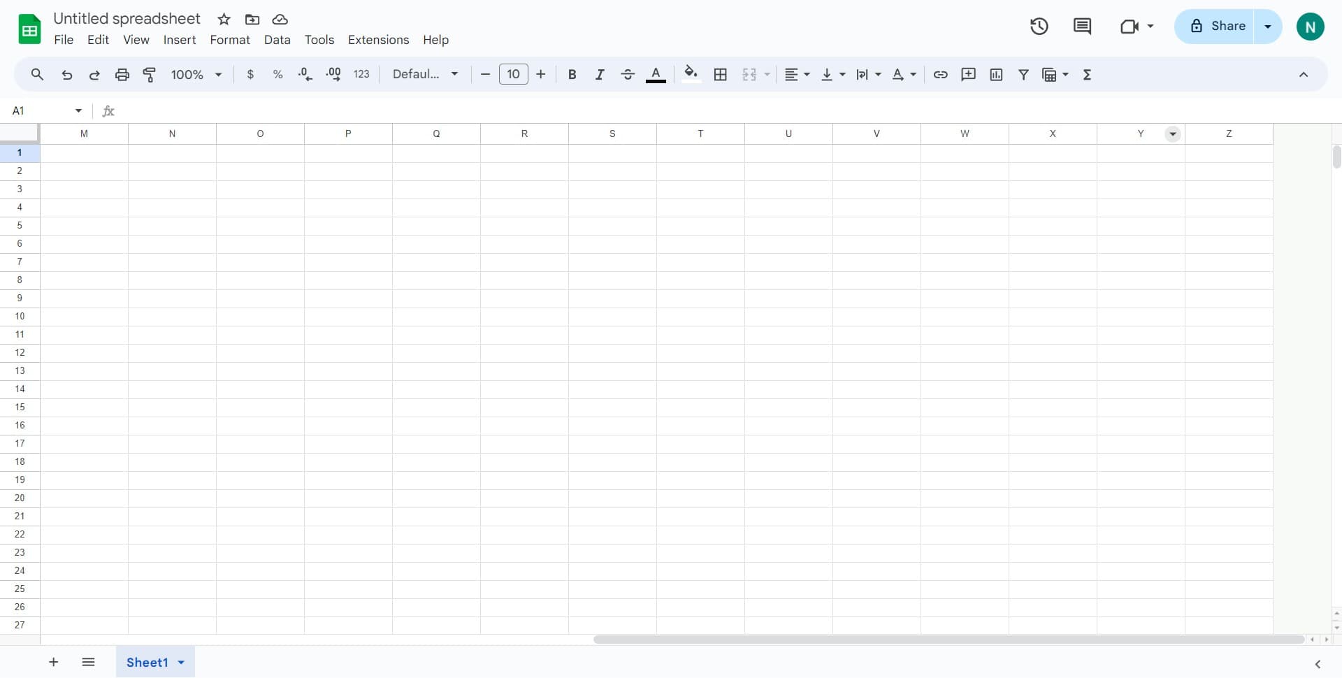 Click the column selector