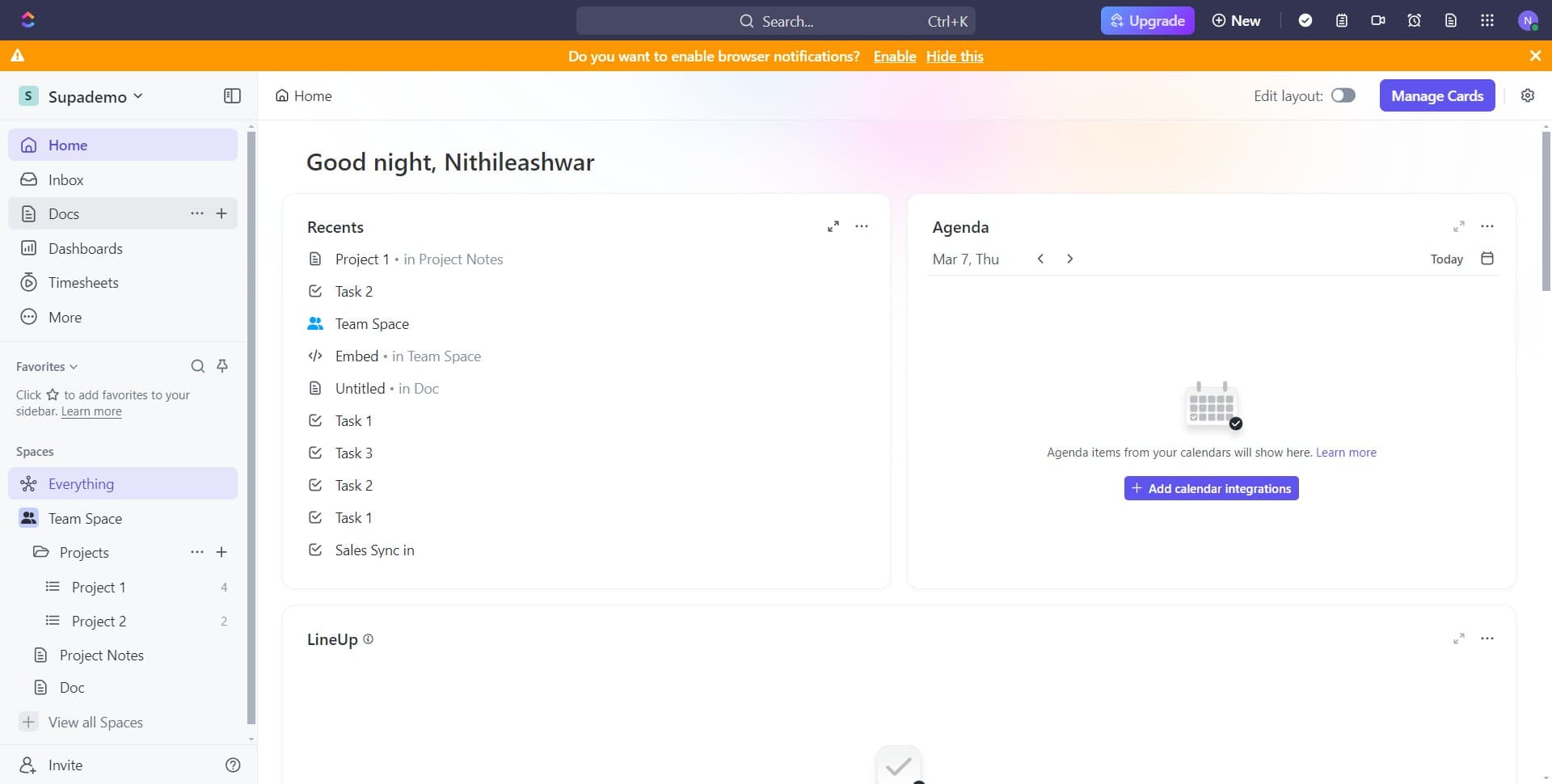 Open the Docs section