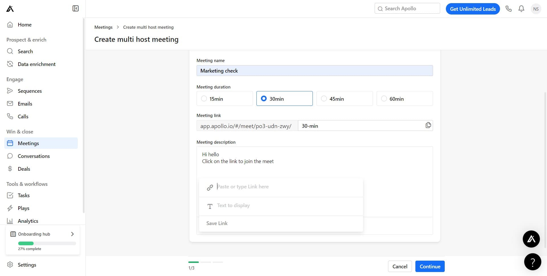 Finalize meeting details