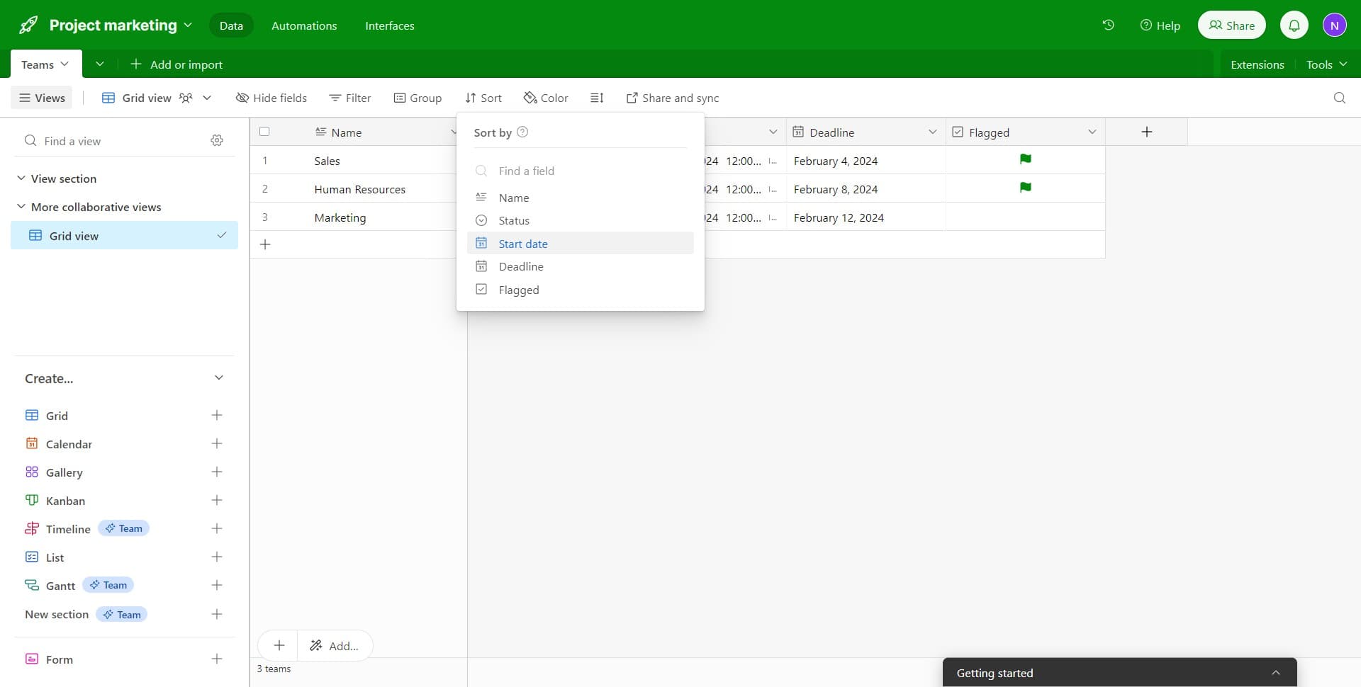 Choose your primary sort field