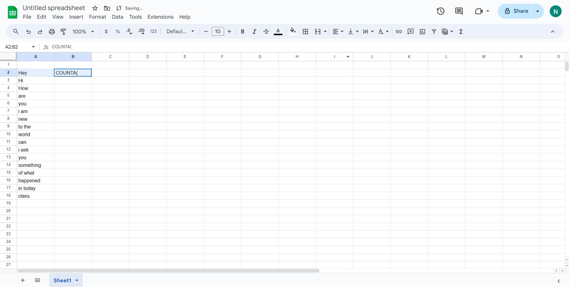 Select a cell for your formula
