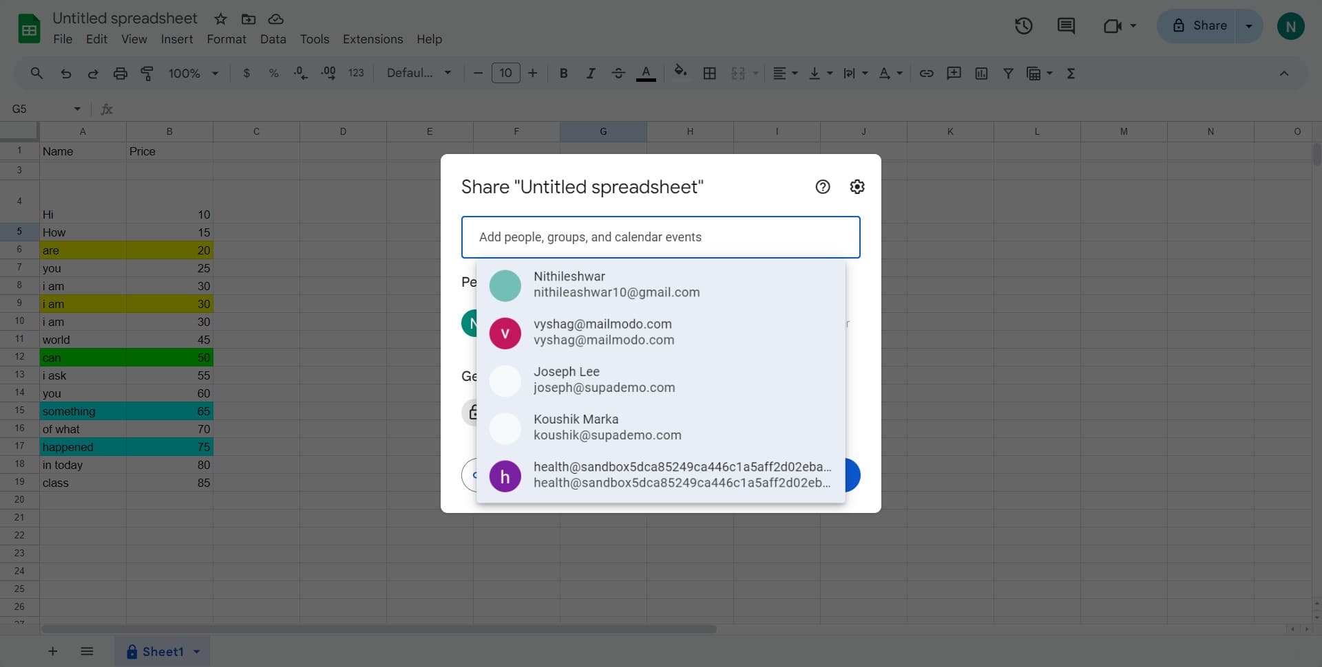 Add collaborator email