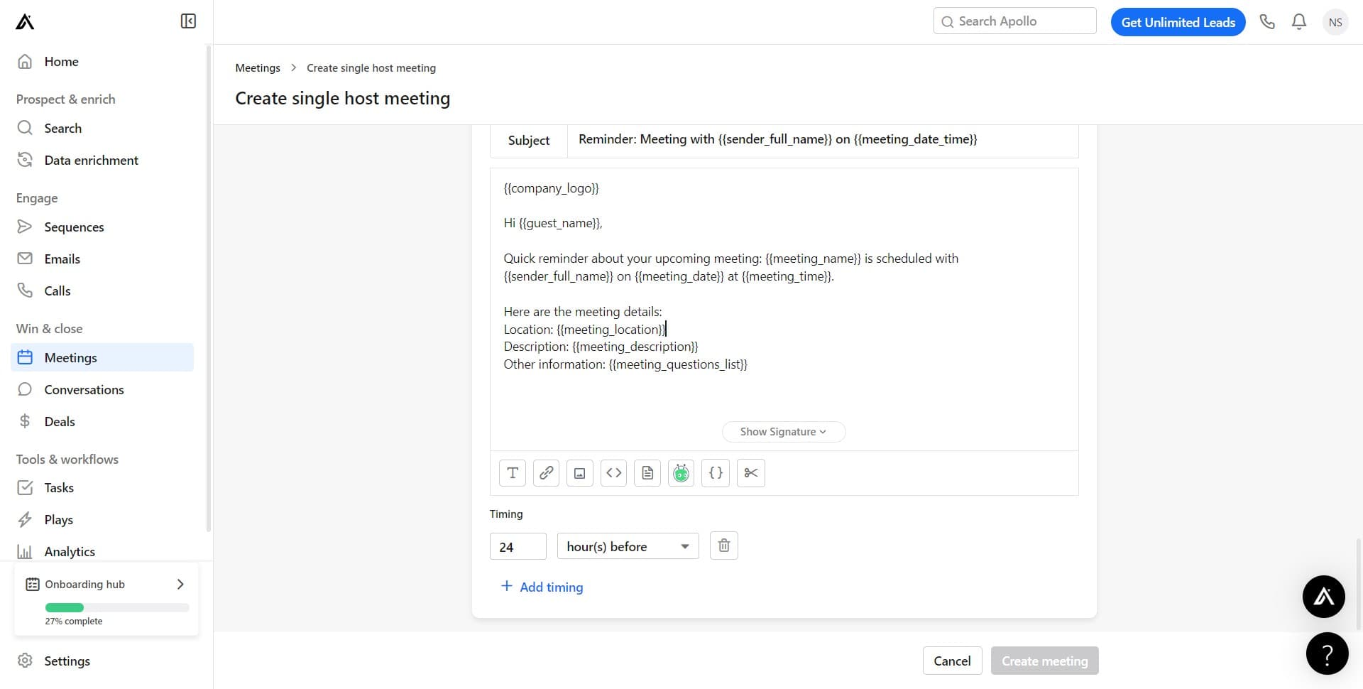 Set the meeting location