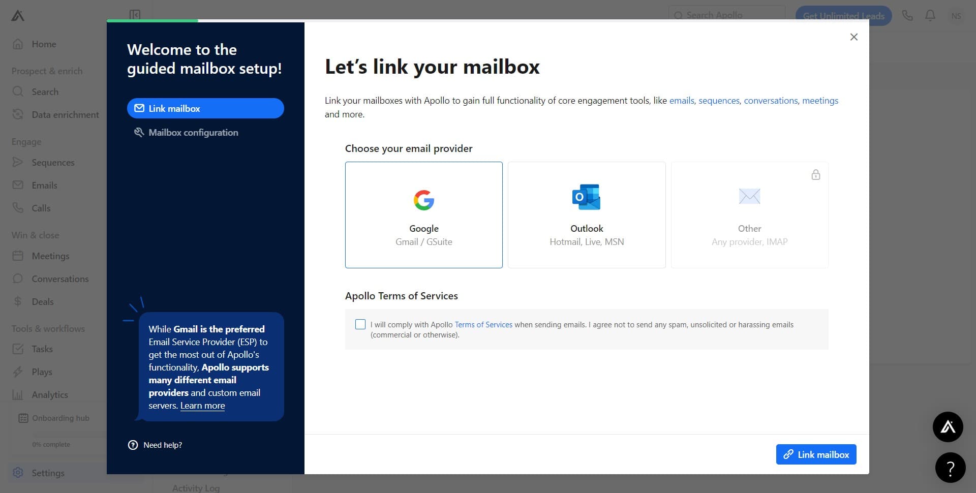 Enter your email credentials
