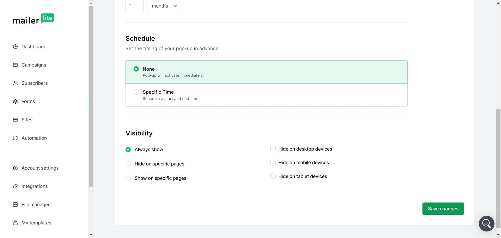 Click on Save changes
