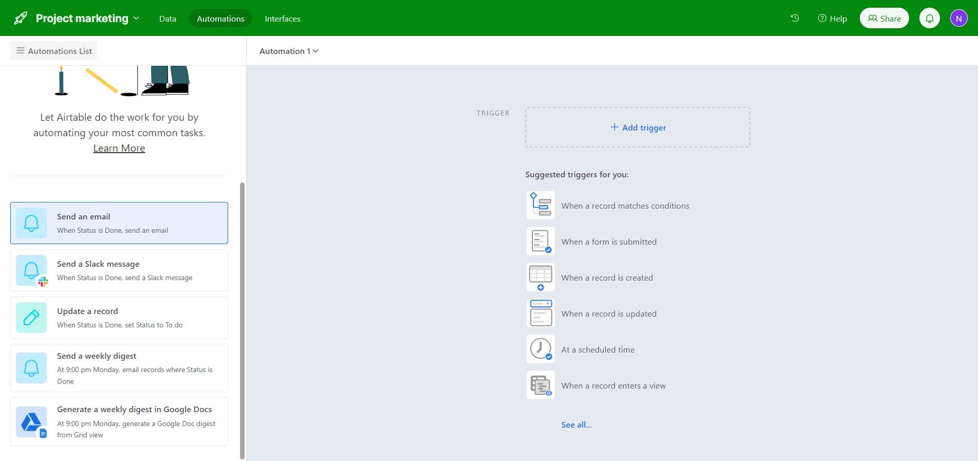 Access the email action