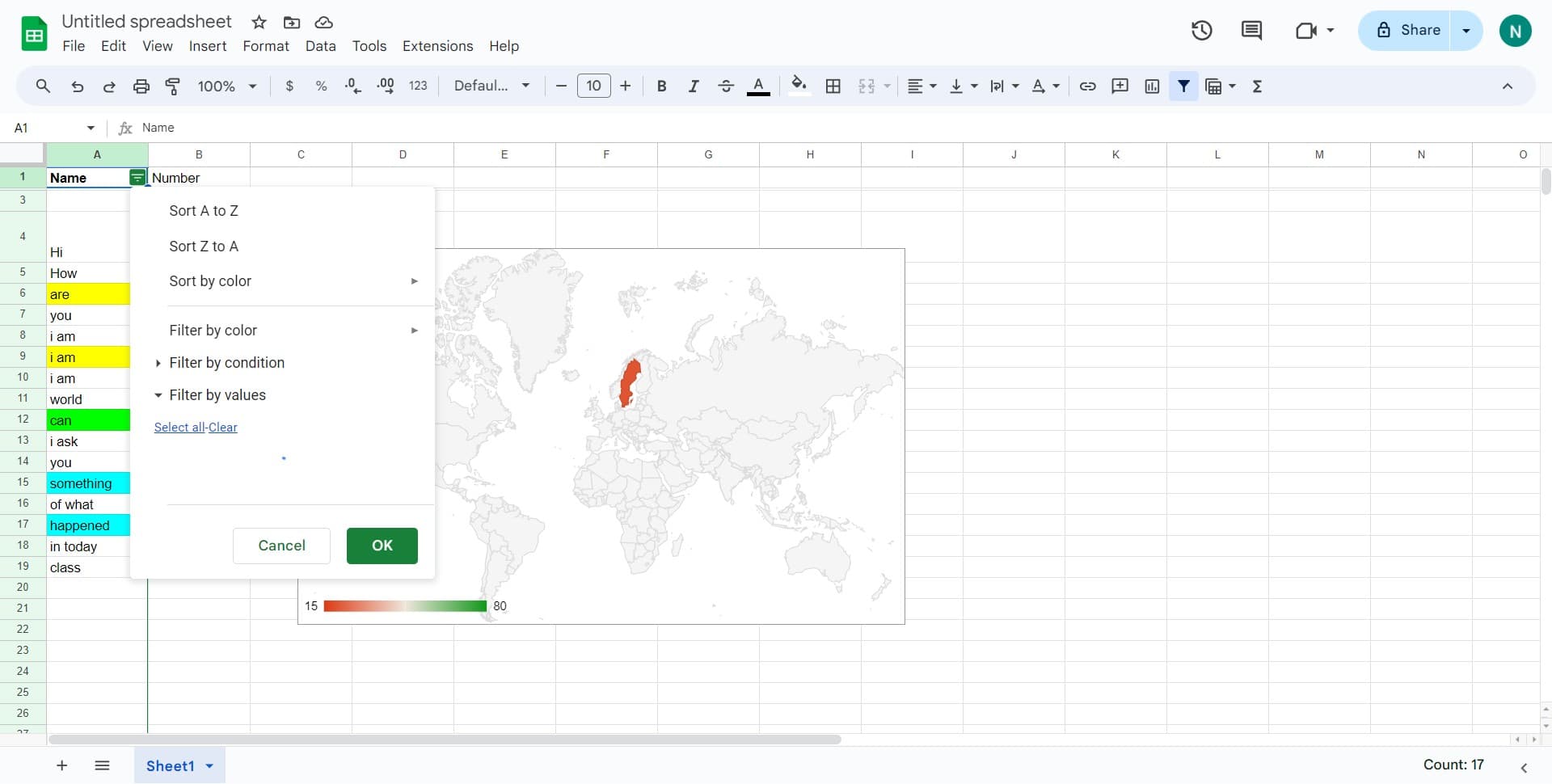 Open the filter menu