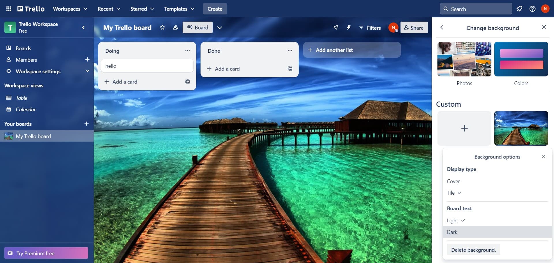 Select Dark color theme