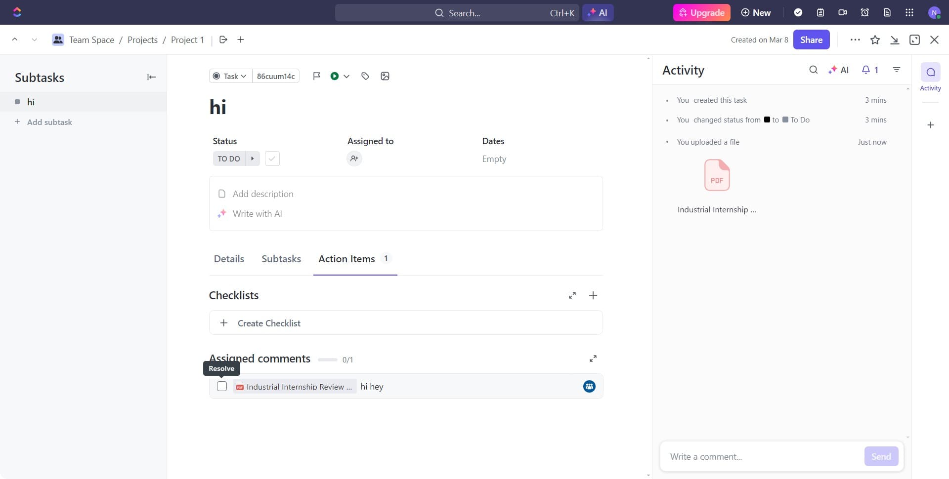 Finalize action item setup