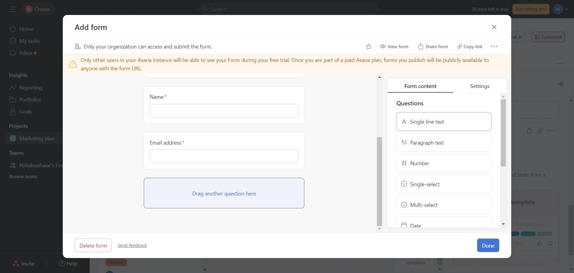 Click on Single line text