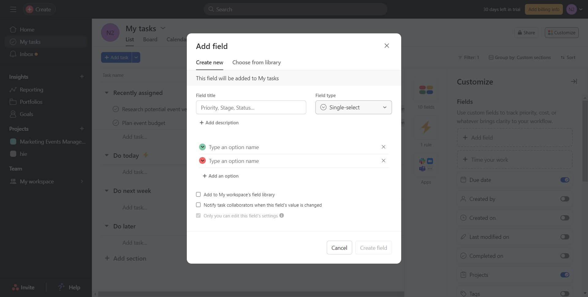 Click on Single-select