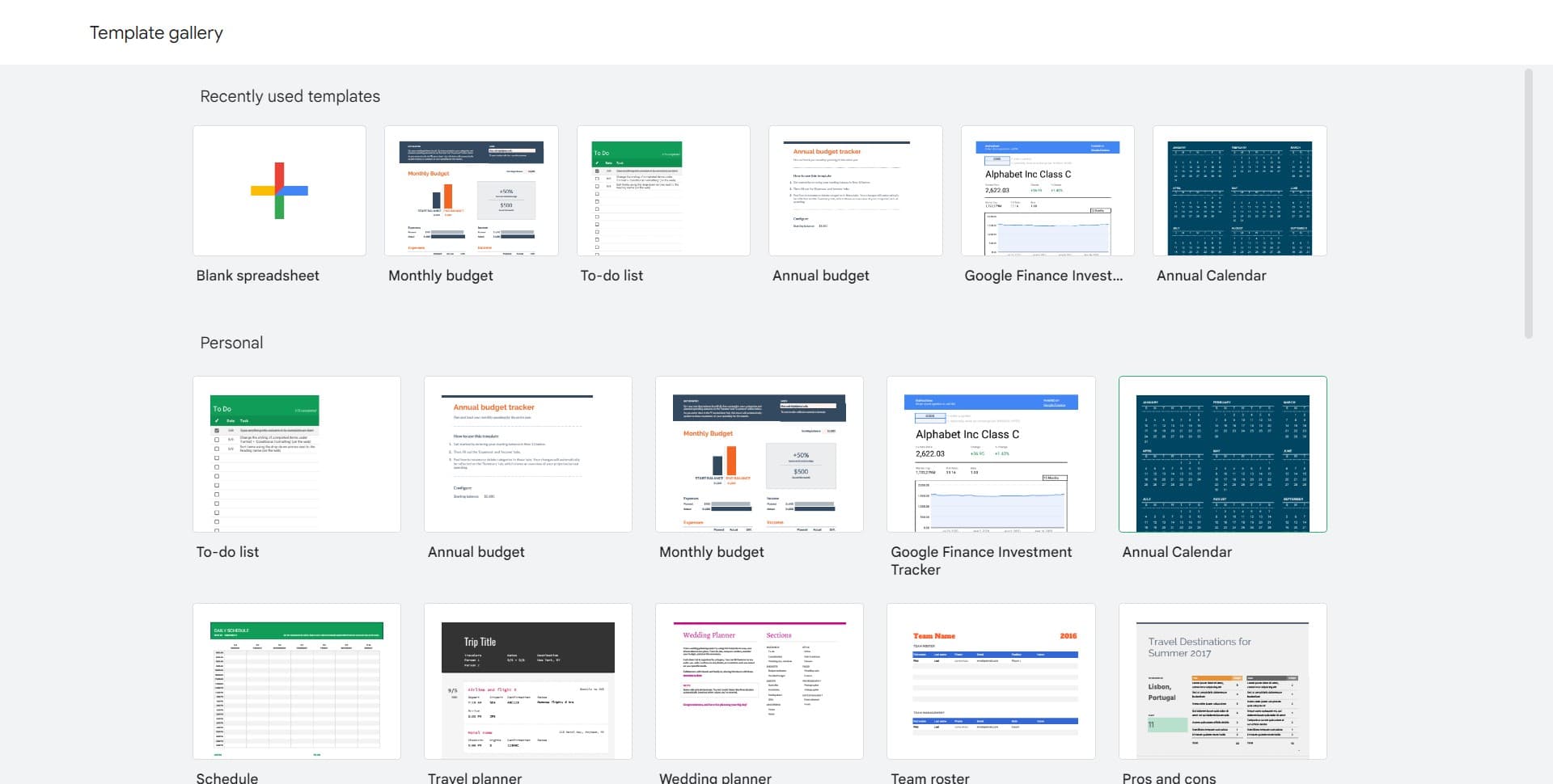 Select a calendar template