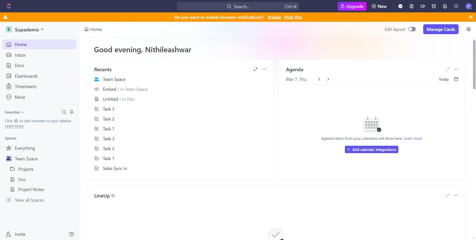 Open agenda items section