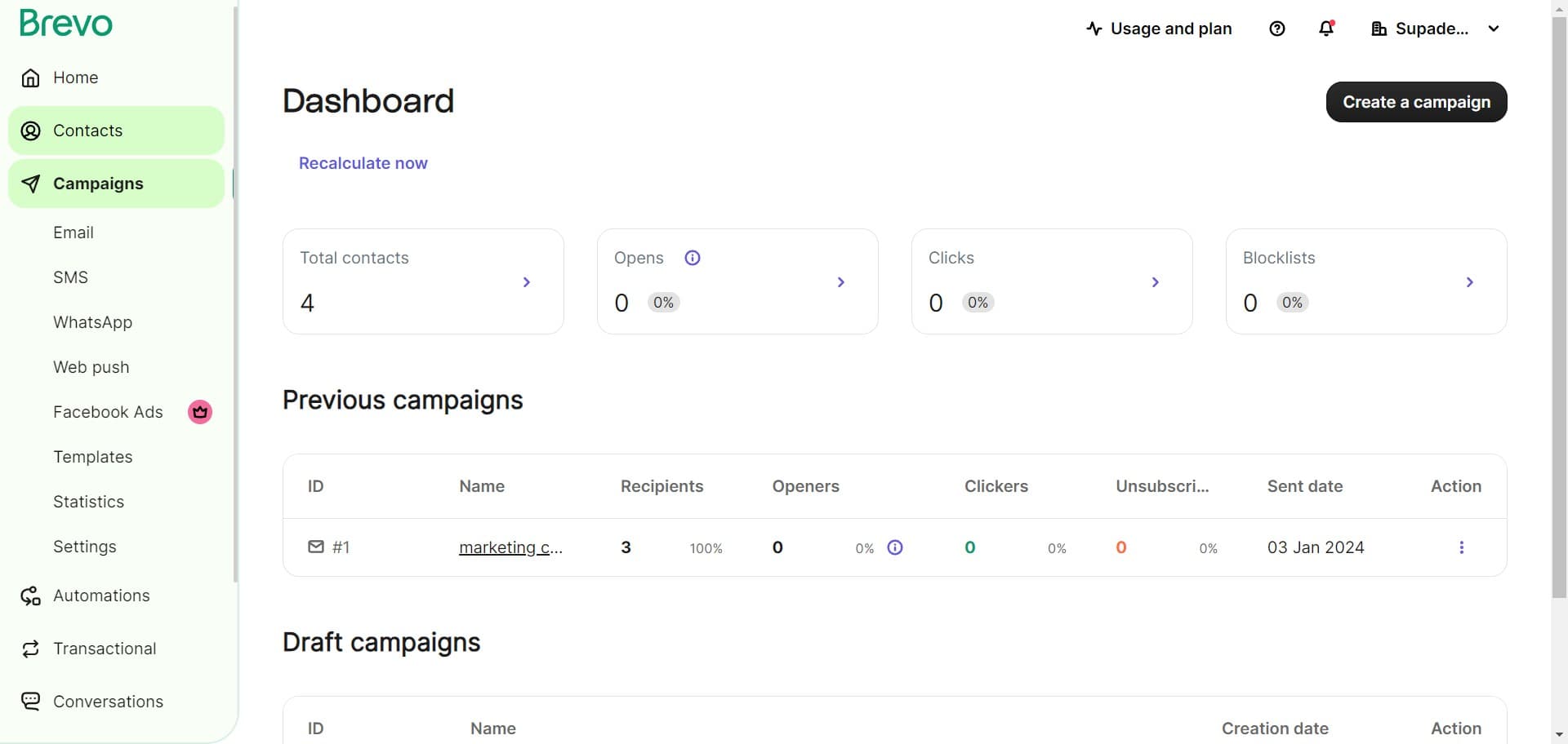 Navigate to Contacts section