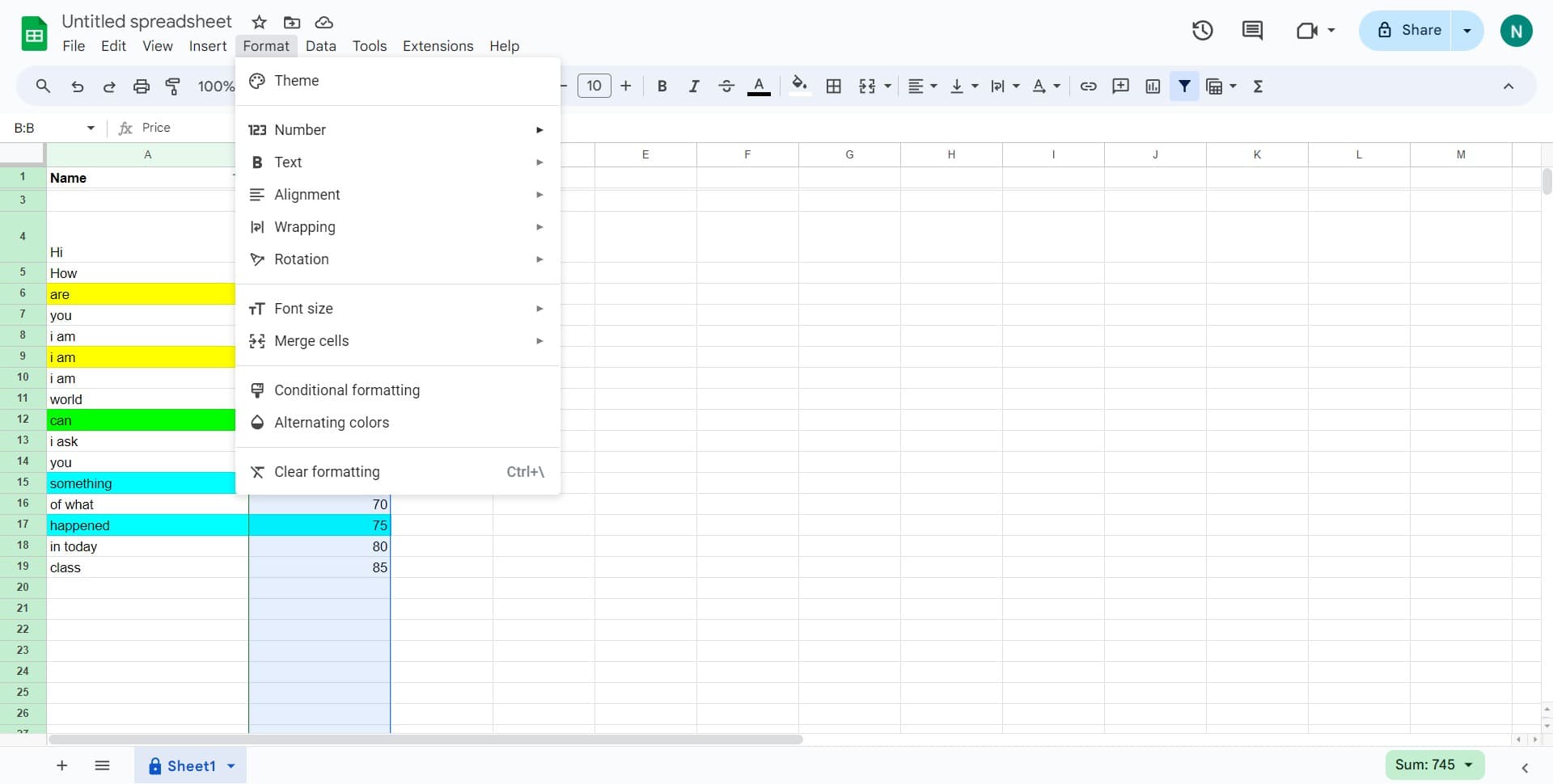 Open the Format menu