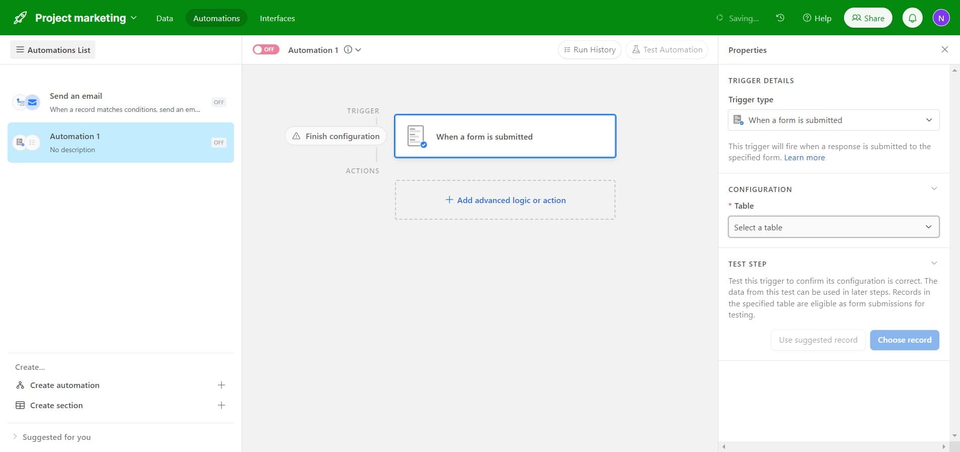 Choose your target table