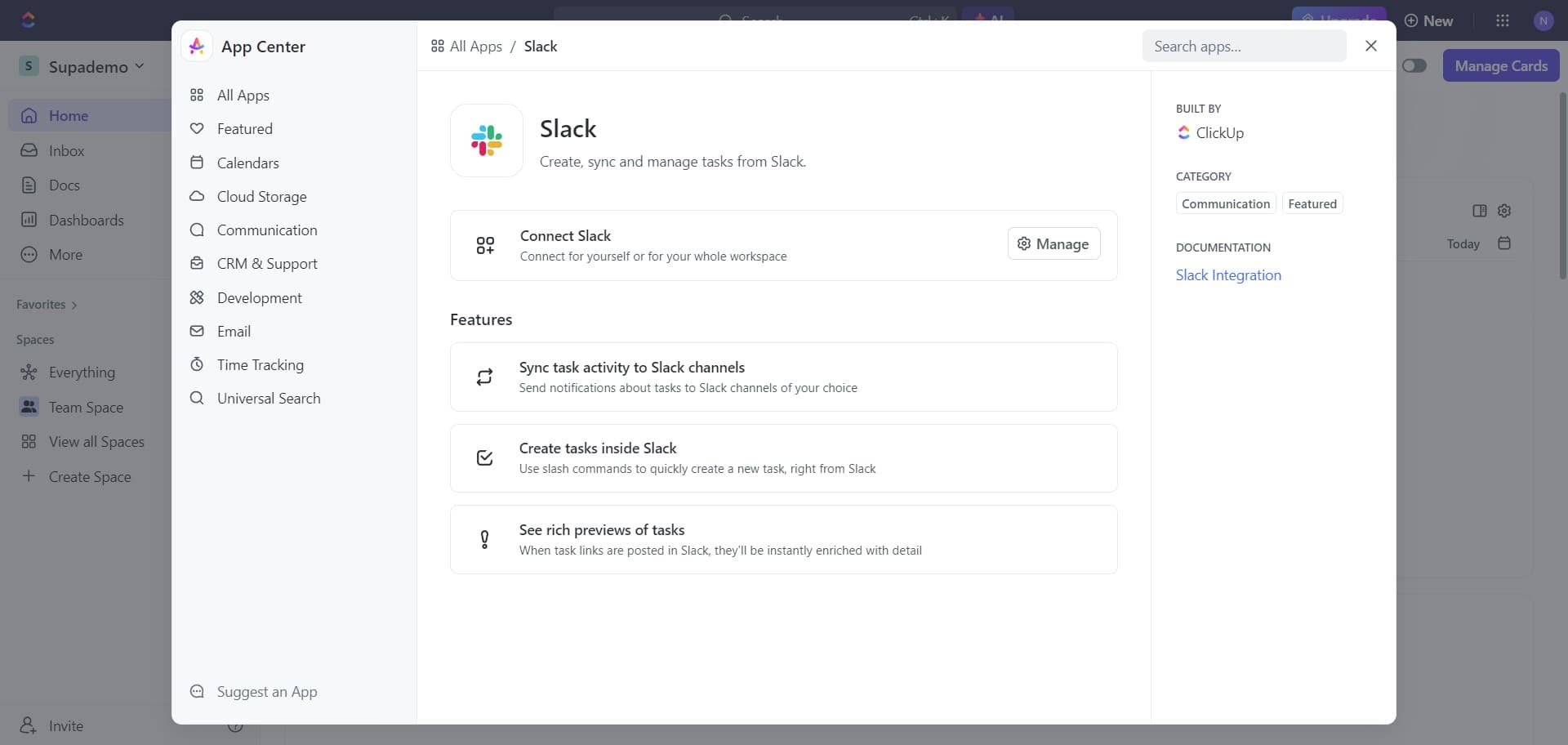Initiate Slack connection