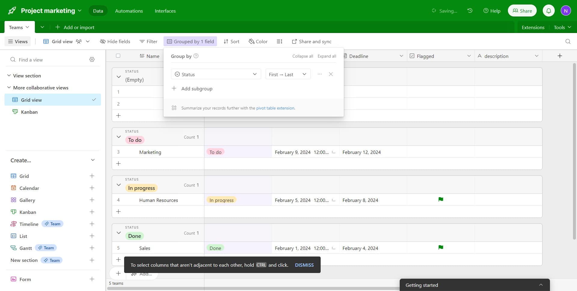 Click on Add subgroup