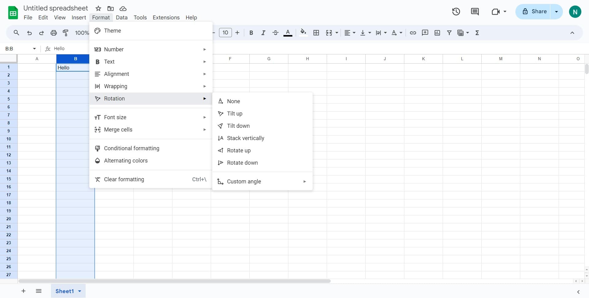 Navigate to Rotation options