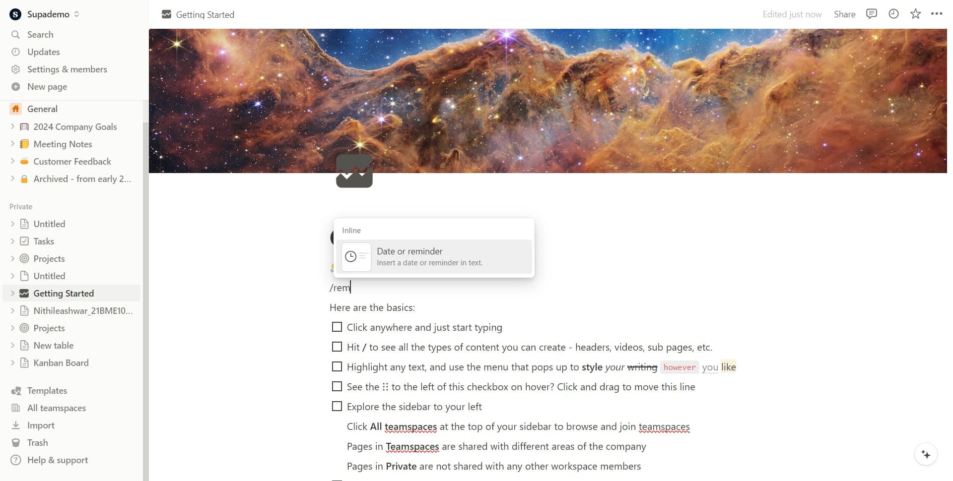 Select the date or reminder option