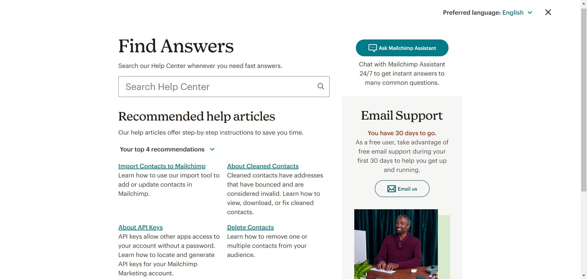 Choose Email us option