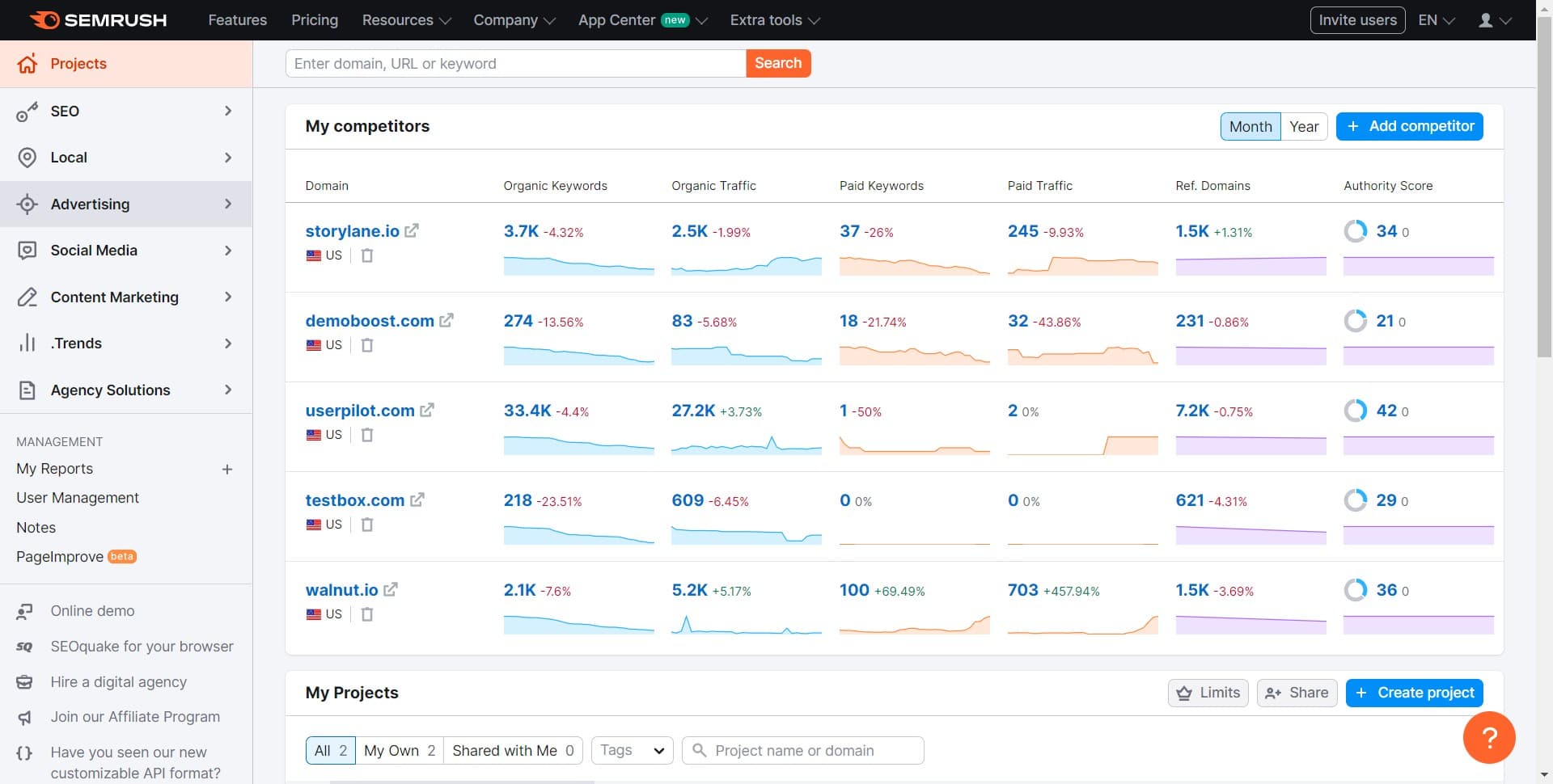 Click on Advertising