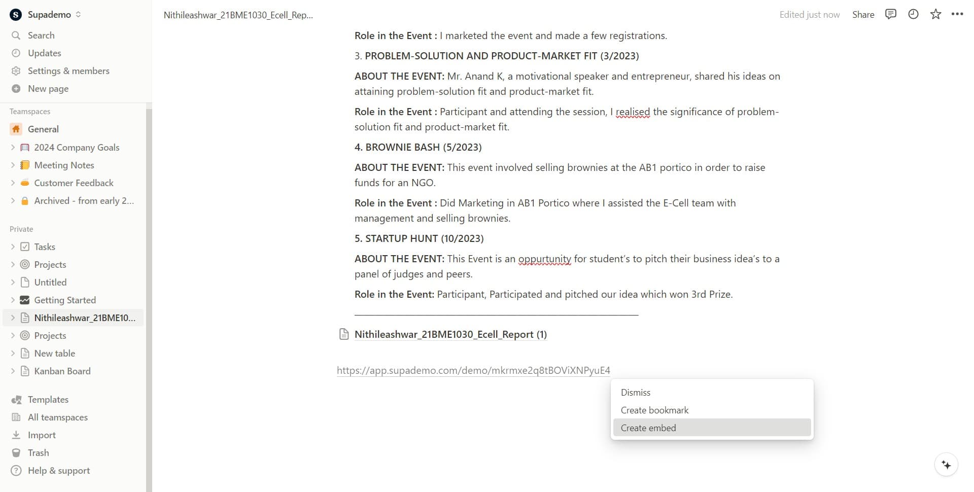 Click on Create embed