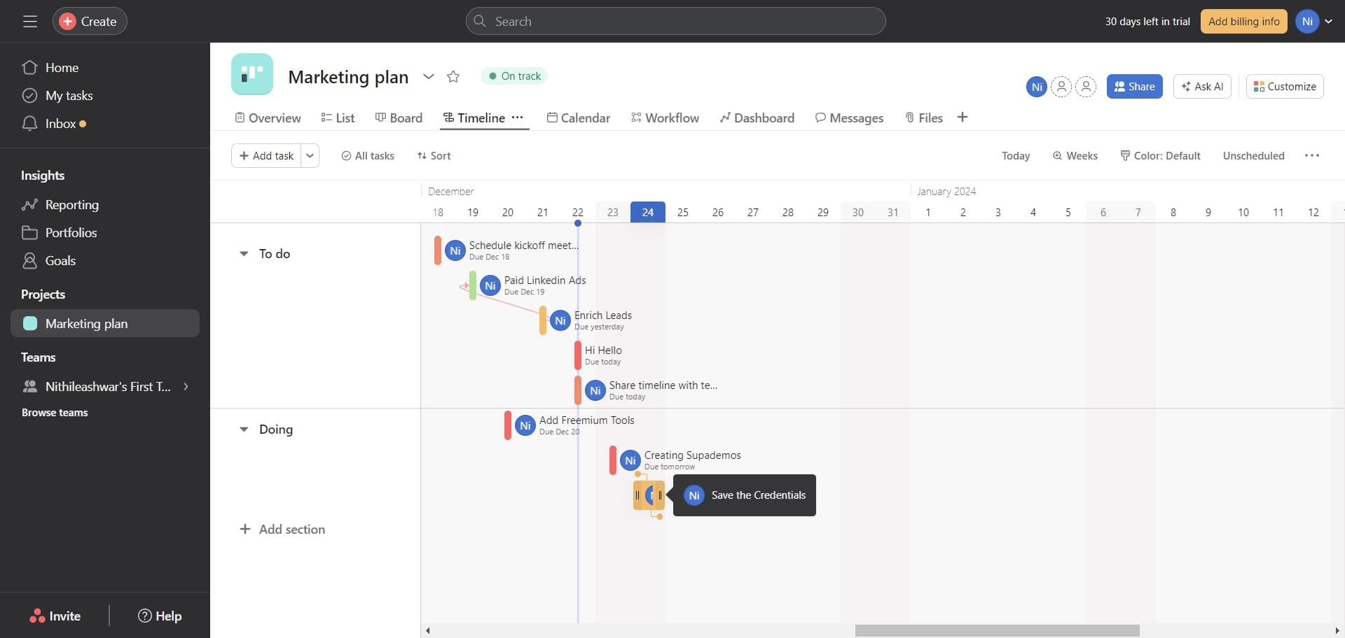 Customize timeline display
