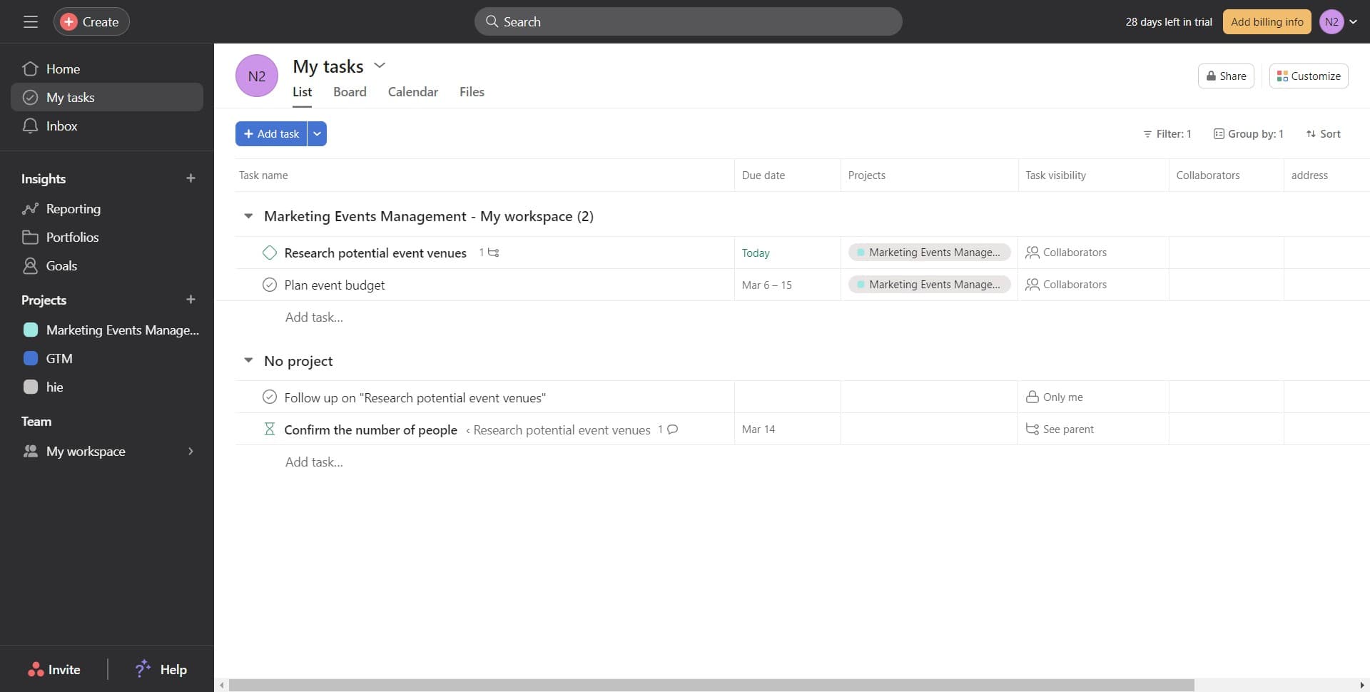 Open your tasks dashboard