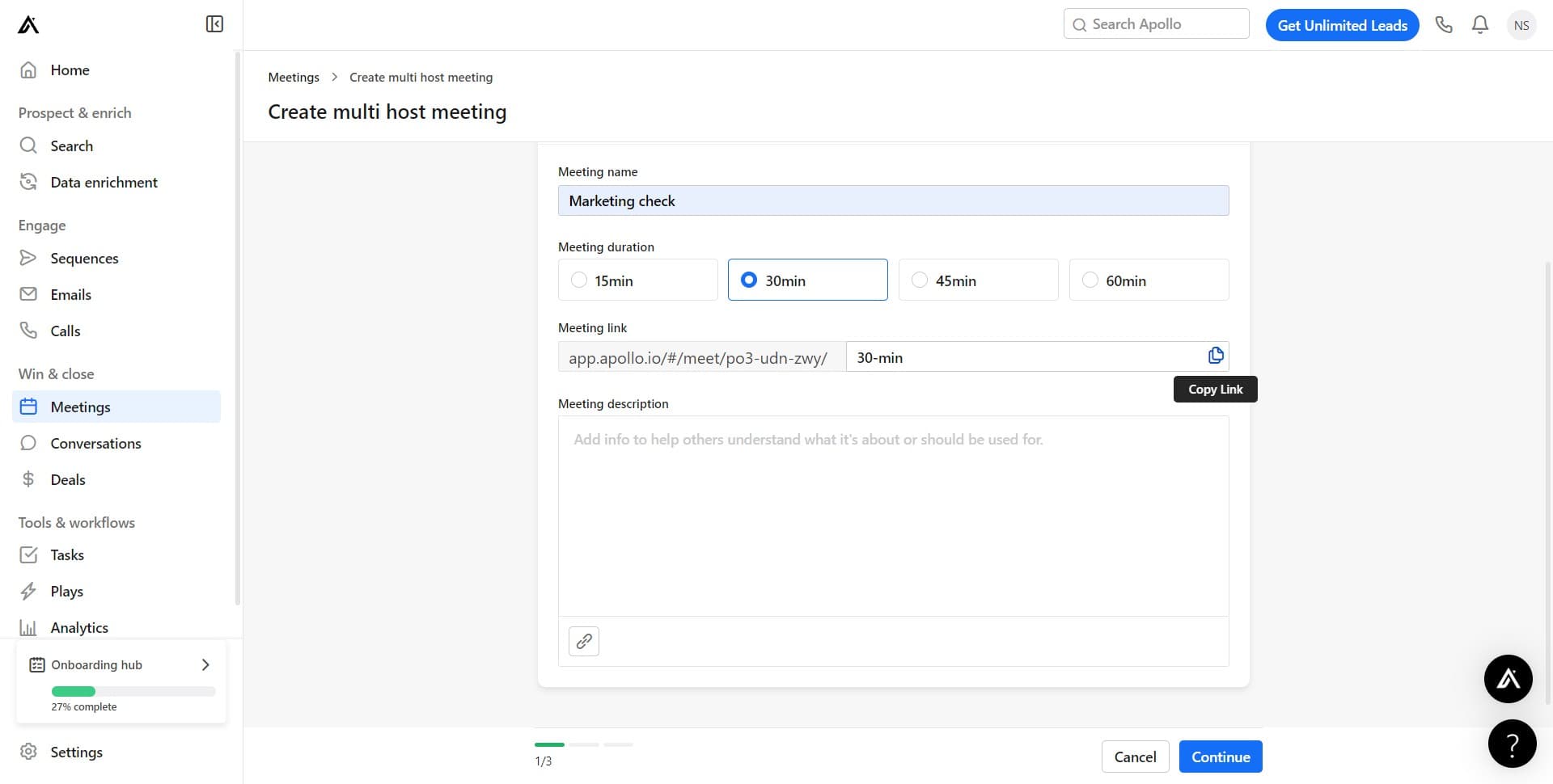 Complete first configuration panel