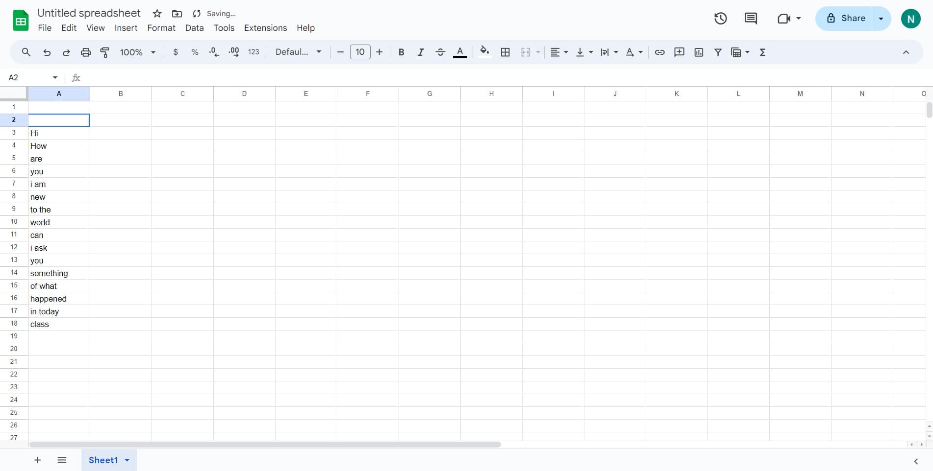 Select the target cell or range