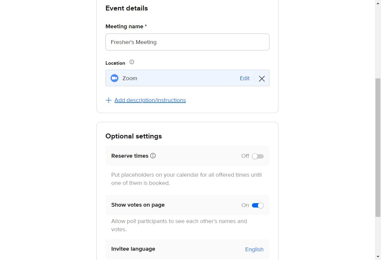 Click on Add description or instructions